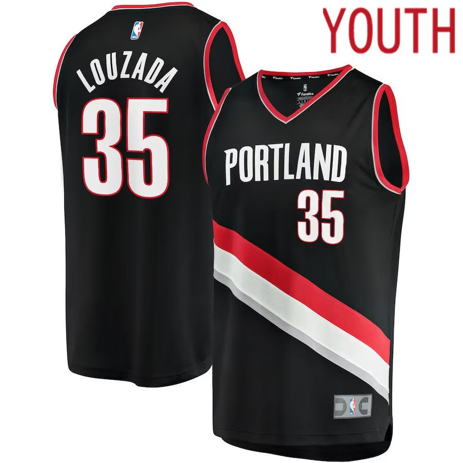 Youth Portland Trail Blazers #35 Didi Louzada Fanatics Branded Black Icon Edition Fast Break Replica NBA Jersey->youth nba jersey->Youth Jersey
